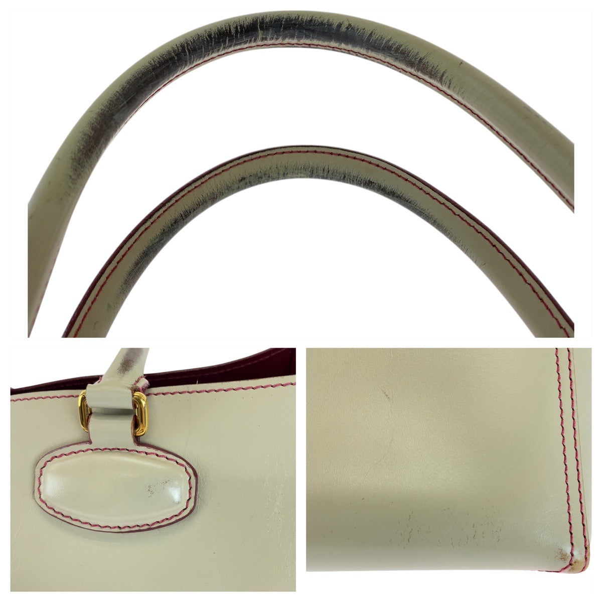 16589
LOEWE ロエベ アナグラム グレー ピンク ゴールド金具 レザー トートバッグ ショルダーバッグ  レディース