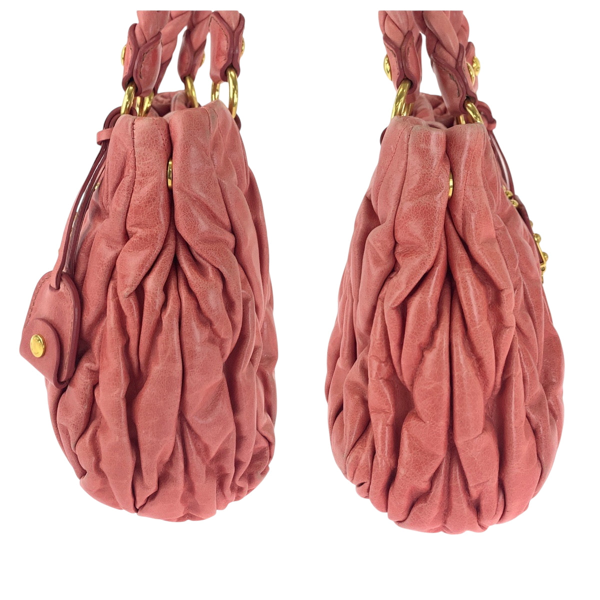 16590
Miu Miu ミュウ ミュウ マテラッセ ピンク ゴールド金具 レザー ハンドバッグ トートバッグ  レディース ABP48