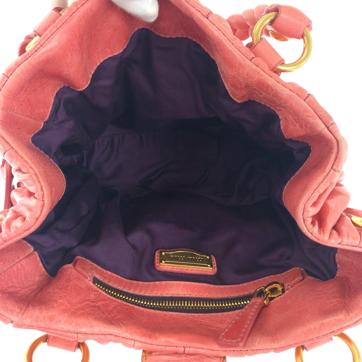 16590
Miu Miu ミュウ ミュウ マテラッセ ピンク ゴールド金具 レザー ハンドバッグ トートバッグ  レディース ABP48