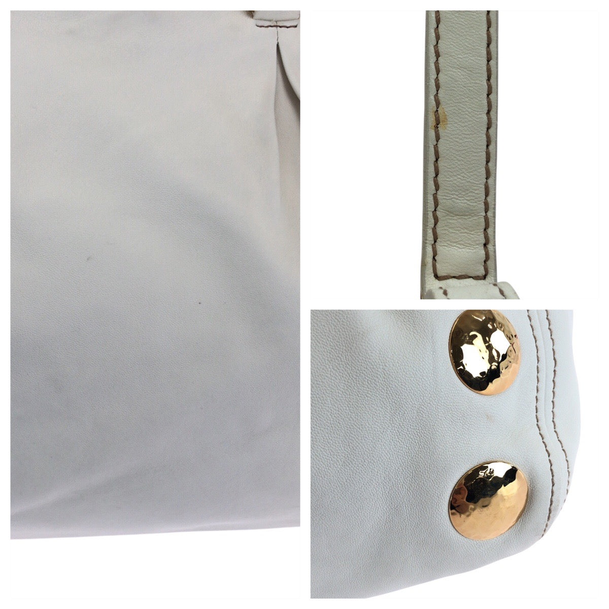 16591
Miu Miu ミュウ ミュウ ホワイト ゴールド金具 レザー トートバッグ ショルダーバッグ 2way  レディース AB48