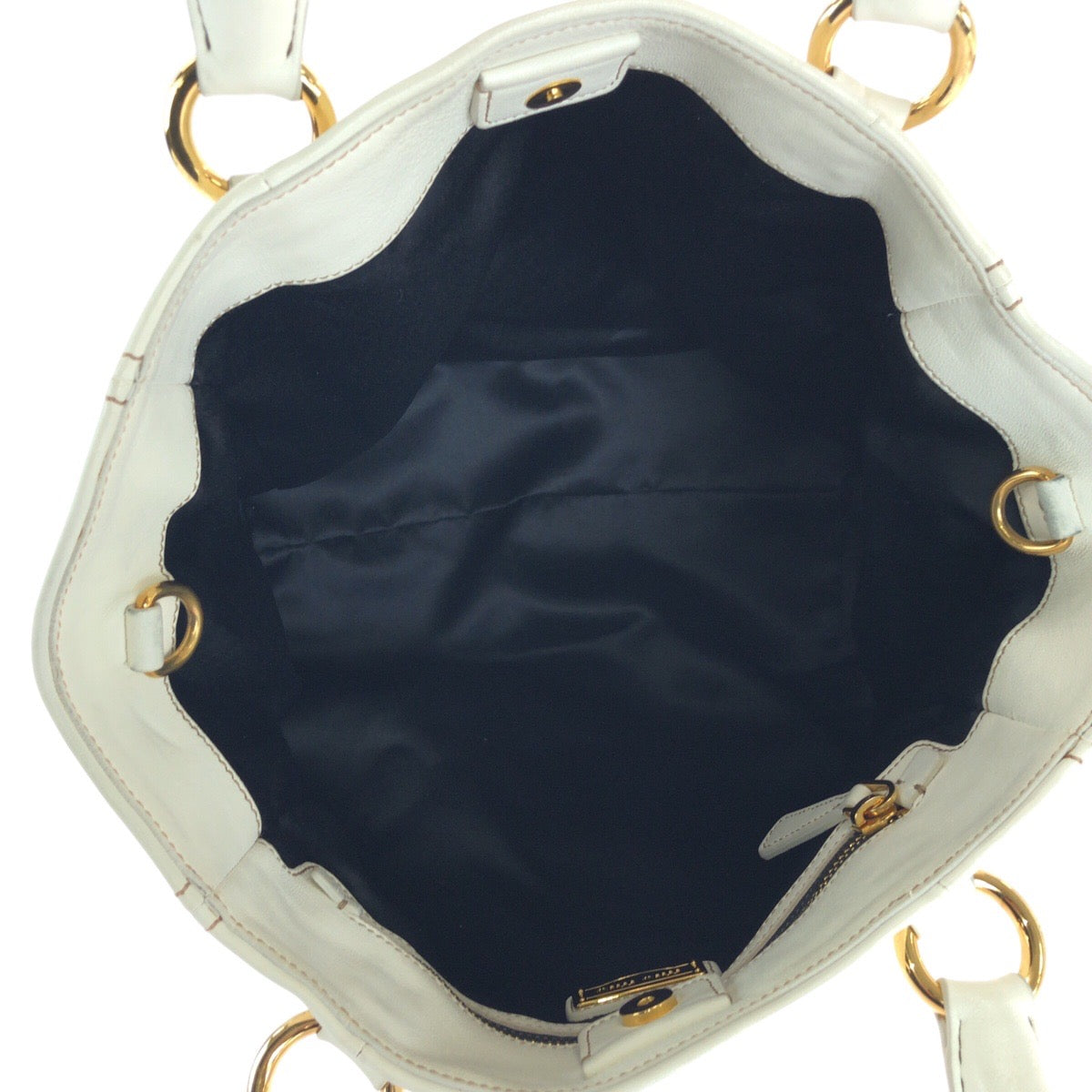 16591
Miu Miu ミュウ ミュウ ホワイト ゴールド金具 レザー トートバッグ ショルダーバッグ 2way  レディース AB48