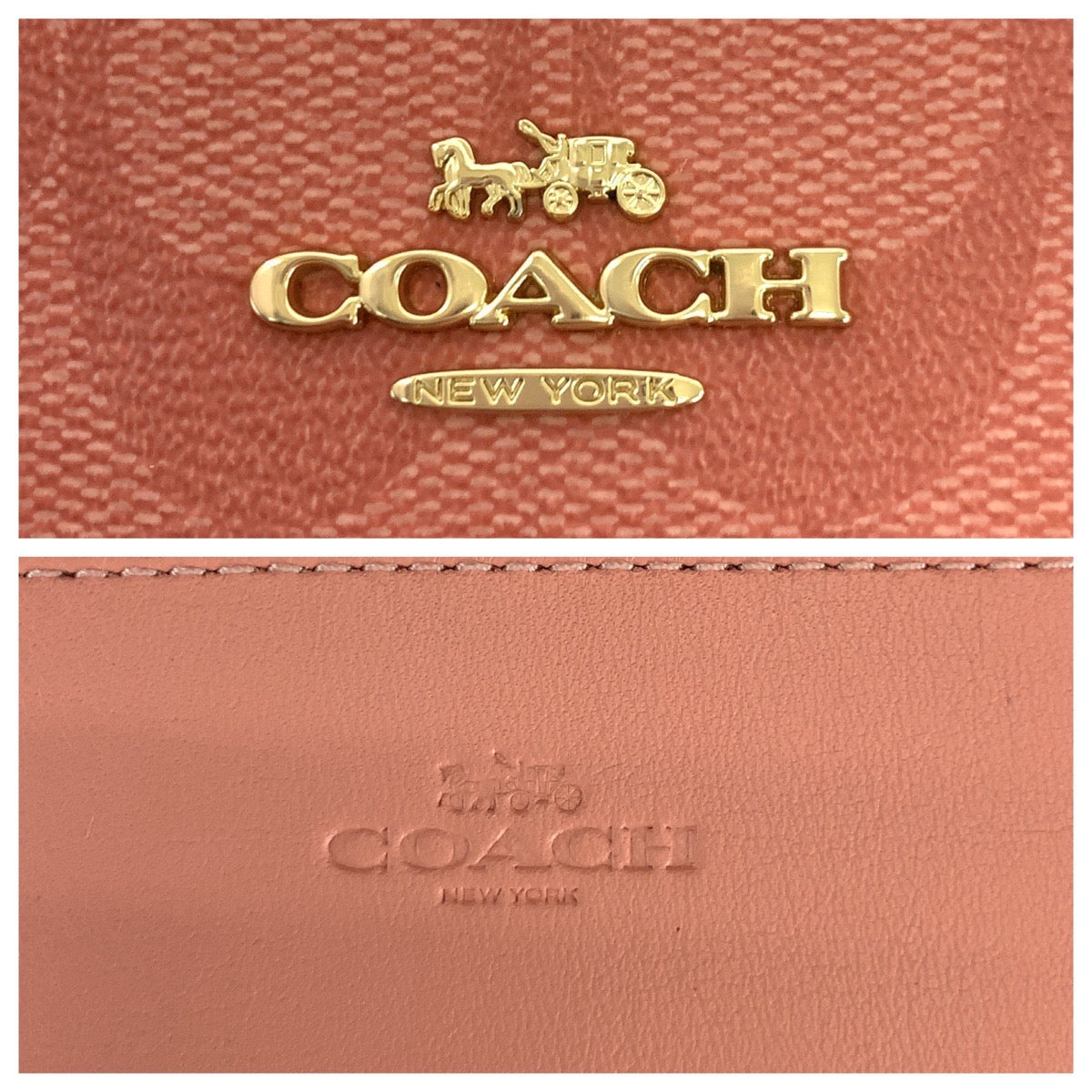 16594
COACH コーチ シグネチャー ピンク ゴールド金具 PVC ショルダーウォレット ショルダーバッグ  レディース A10