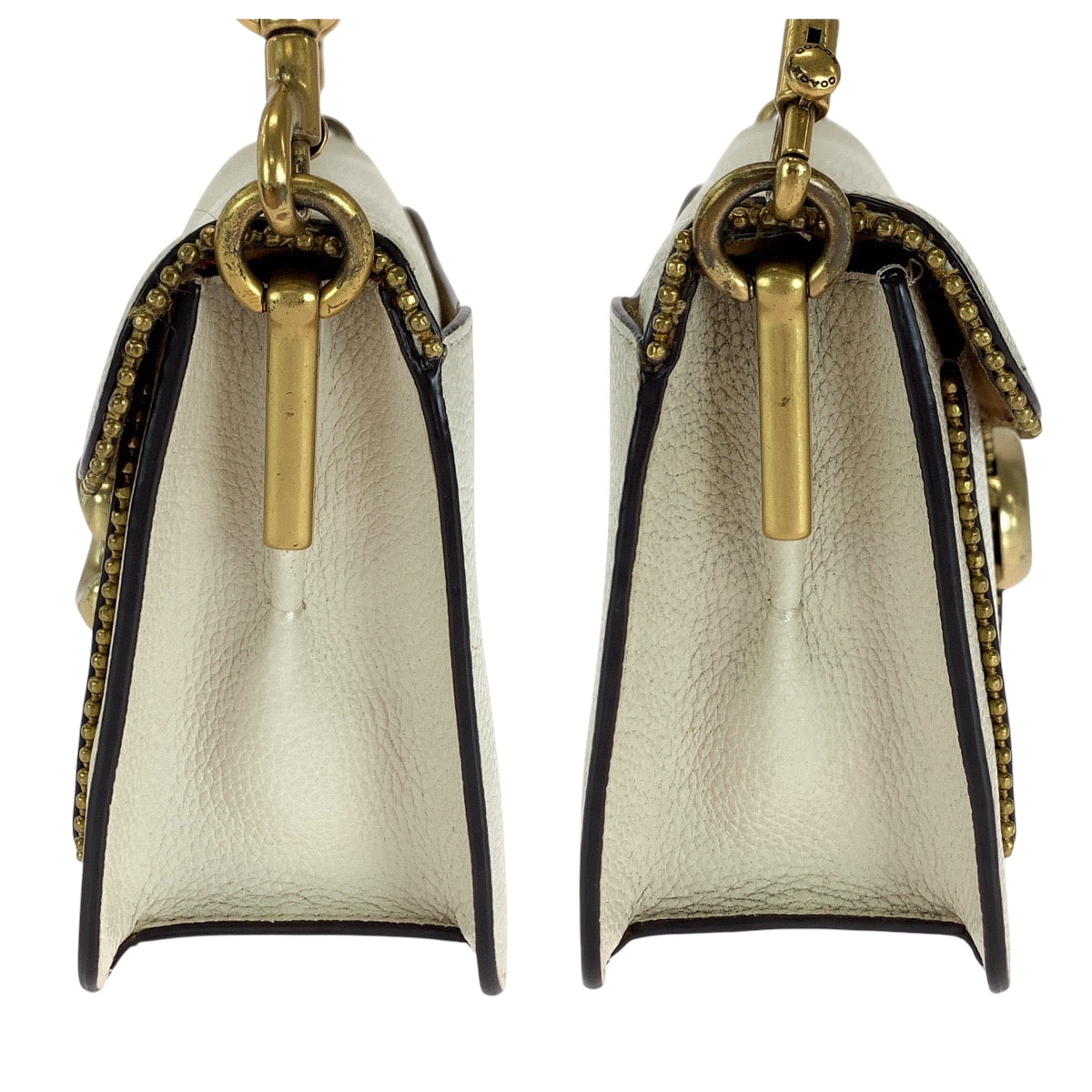 16595
COACH コーチ タビー ビーズチェーン ホワイト ゴールド金具 レザー ショルダーバッグ ハンドバッグ  レディース