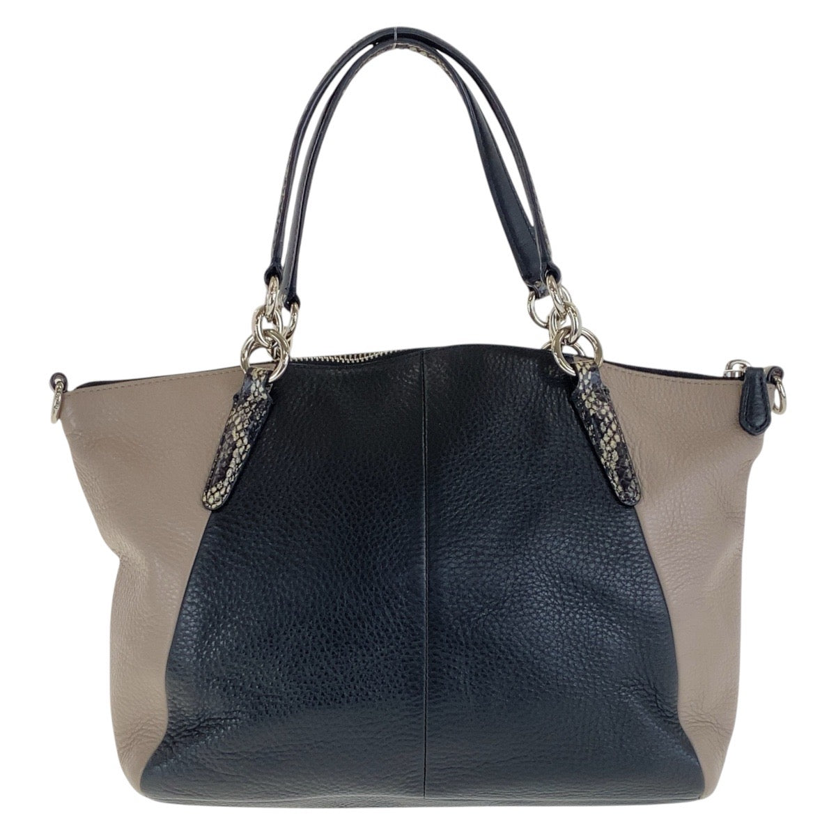 16599
COACH コーチ ブラック 黒 グレージュ シルバー金具 レザー ハンドバッグ ショルダーバッグ 2way  レディース