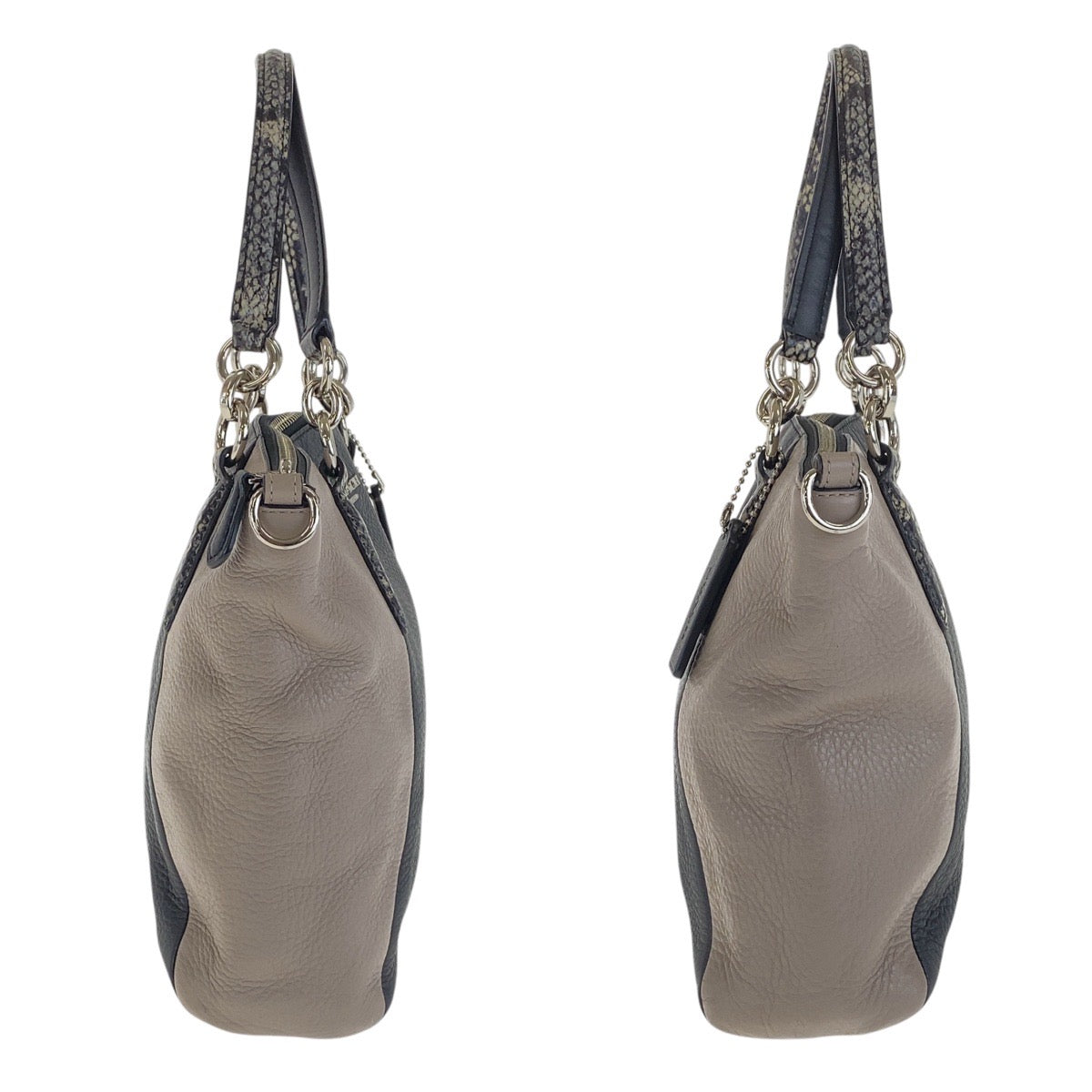 16599
COACH コーチ ブラック 黒 グレージュ シルバー金具 レザー ハンドバッグ ショルダーバッグ 2way  レディース