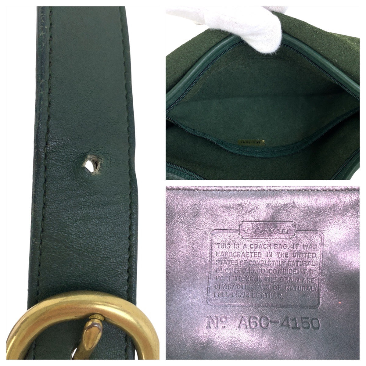 16601
COACH コーチ オールドコーチ グリーン ゴールド金具 レザー A6C-4150 ショルダーバッグ 2way  レディース