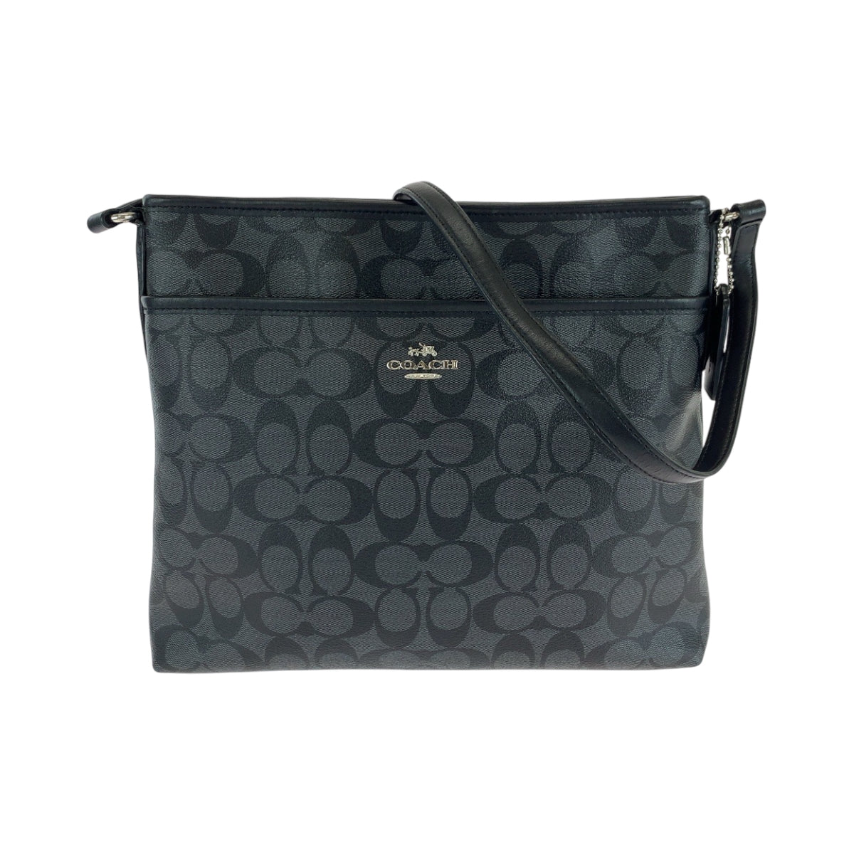 16602
COACH コーチ シグネチャー ロゴ ブラック 黒 グレー シルバー金具 PVC ショルダーバッグ ポシェット  メンズ