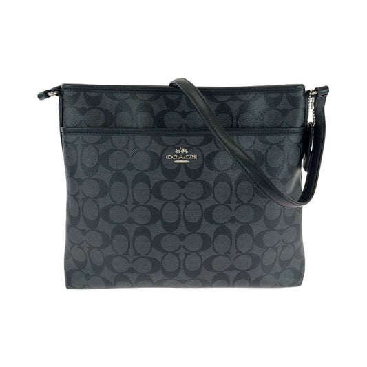 16602
COACH コーチ シグネチャー ロゴ ブラック 黒 グレー シルバー金具 PVC ショルダーバッグ ポシェット  メンズ