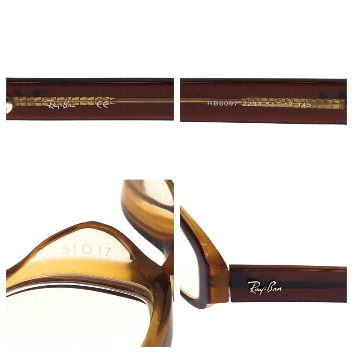 16614
Ray-Ban レイバン ブラウン シルバー金具 プラスチック 5097 2233 51□17 145 メガネフレーム  メンズ AB5