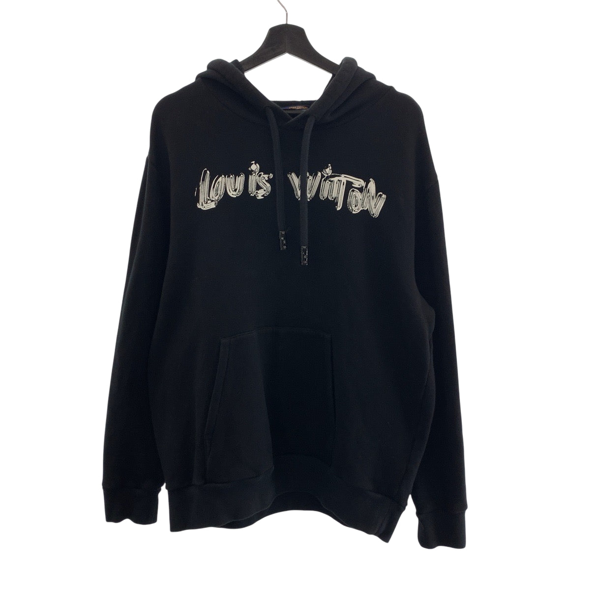 17269
LOUIS VUITTON ルイヴィトン 1A9SVO ロゴ グラフィックフーディ  サイズXXL ブラック 黒 ホワイト コットン RM221 IHN HMY78W パーカー フーディー  メンズ A70