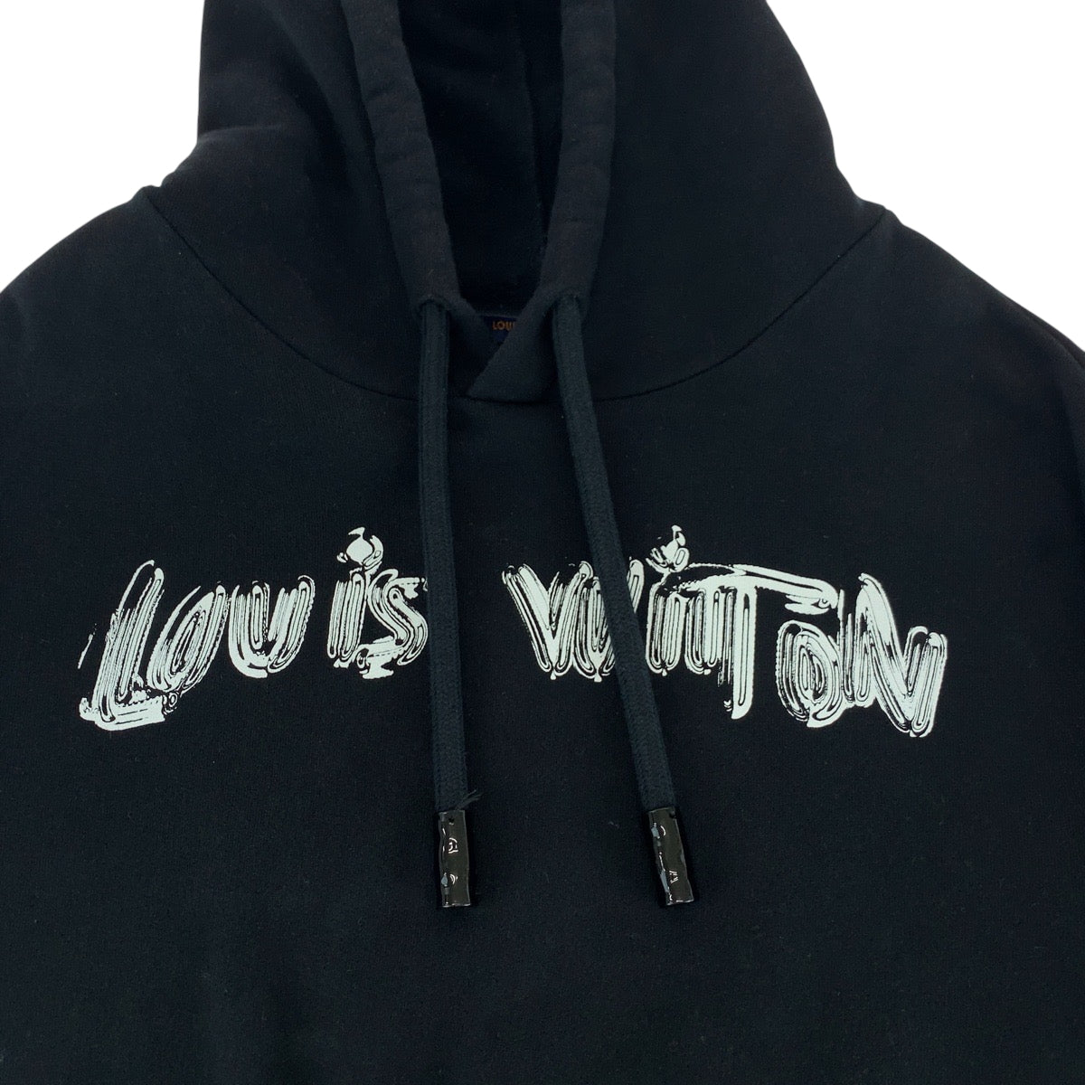 17269
LOUIS VUITTON ルイヴィトン 1A9SVO ロゴ グラフィックフーディ  サイズXXL ブラック 黒 ホワイト コットン RM221 IHN HMY78W パーカー フーディー  メンズ A70