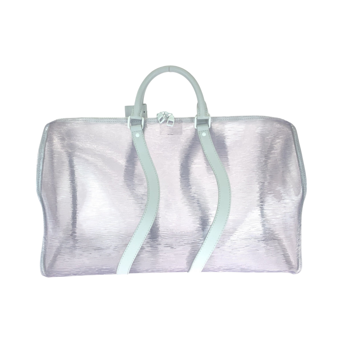 16618
LOUIS VUITTON ルイ ヴィトン エピ プラージュ キーポル50 バンドリエール 男女兼用 クリア ホワイト金具 ビニール M55814 ボストンバッグ ショルダーバッグ メンズ SA220