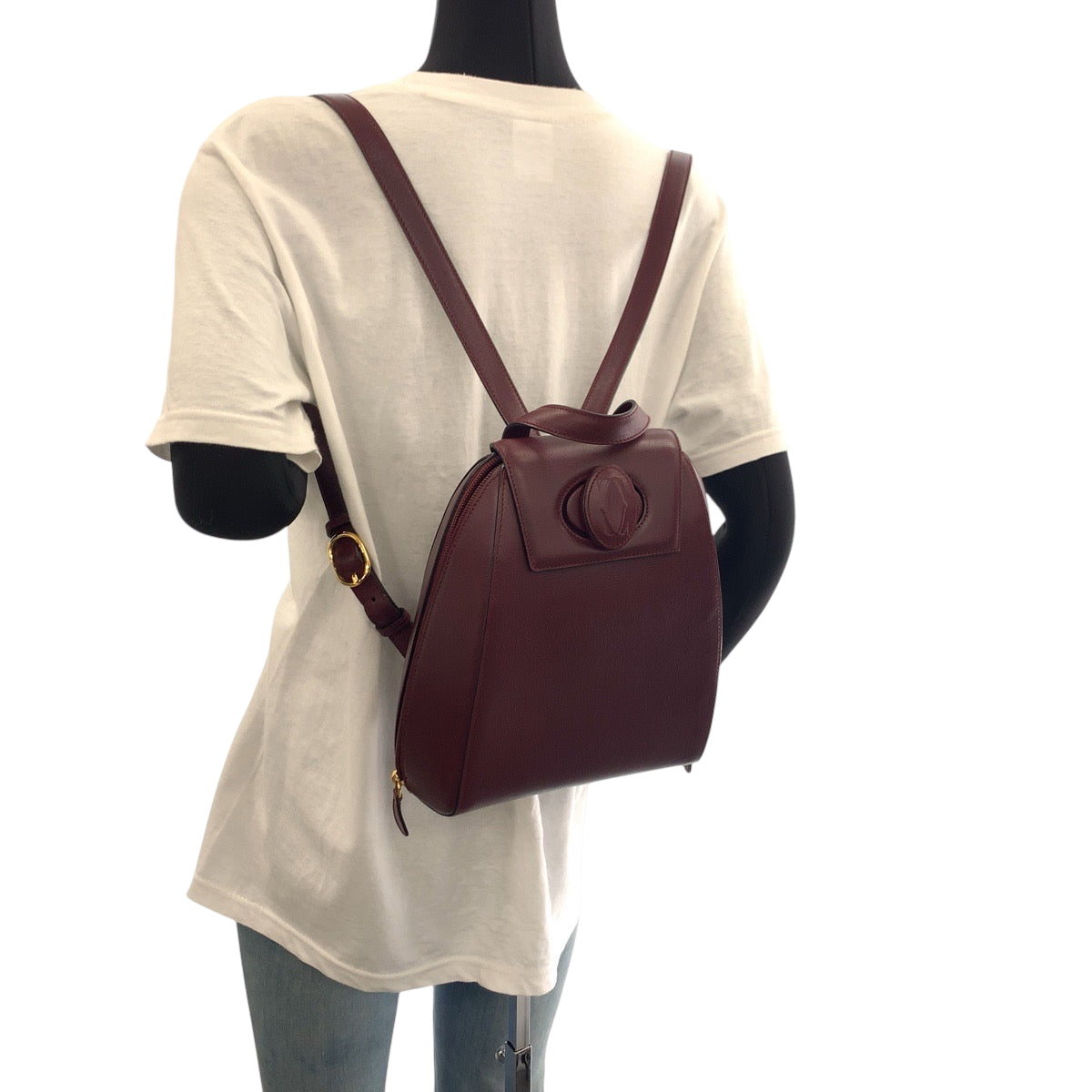 16619
CARTIER カルティエ マストライン ボルドー ゴールド金具 レザー リュックサック バックパック レディース SA72