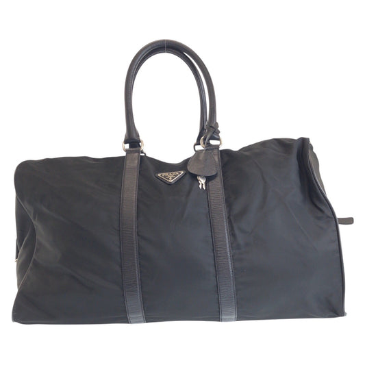 16621
PRADA プラダ テスート 三角ロゴプレート ブラック 黒 シルバー金具 ナイロン / レザー ボストンバッグ 男女兼用  レディース