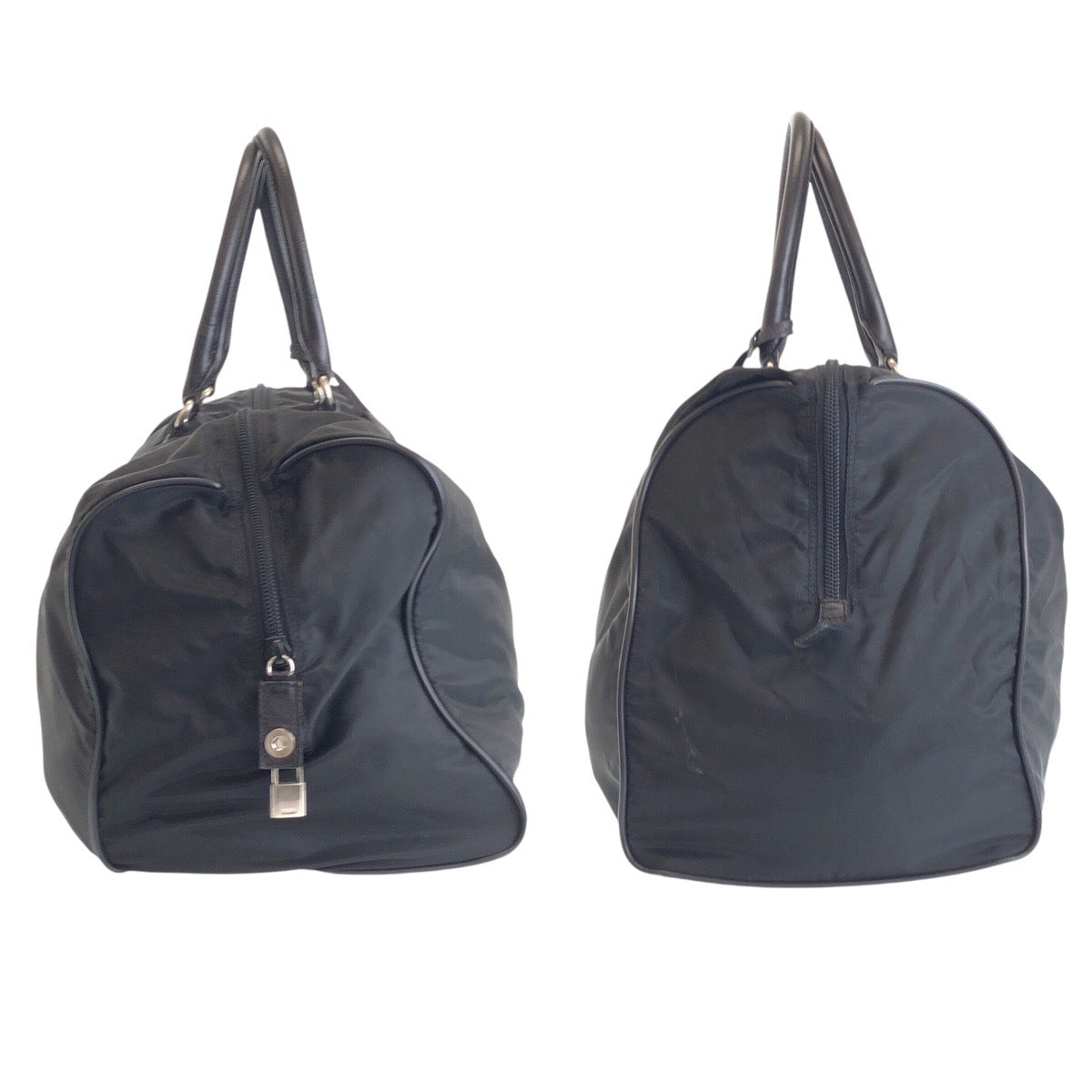 16621
PRADA プラダ テスート 三角ロゴプレート ブラック 黒 シルバー金具 ナイロン / レザー ボストンバッグ 男女兼用  レディース
