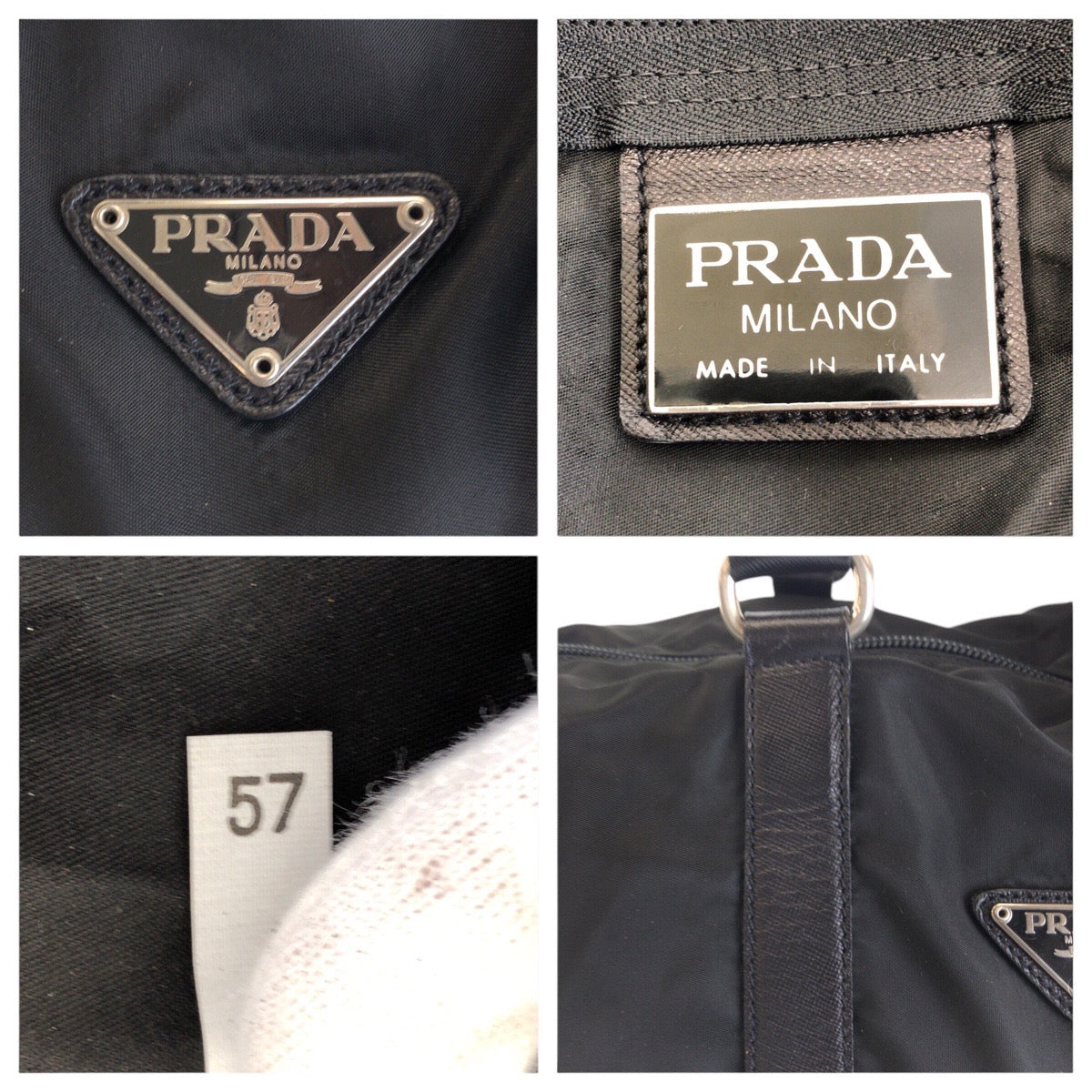 16621
PRADA プラダ テスート 三角ロゴプレート ブラック 黒 シルバー金具 ナイロン / レザー ボストンバッグ 男女兼用  レディース