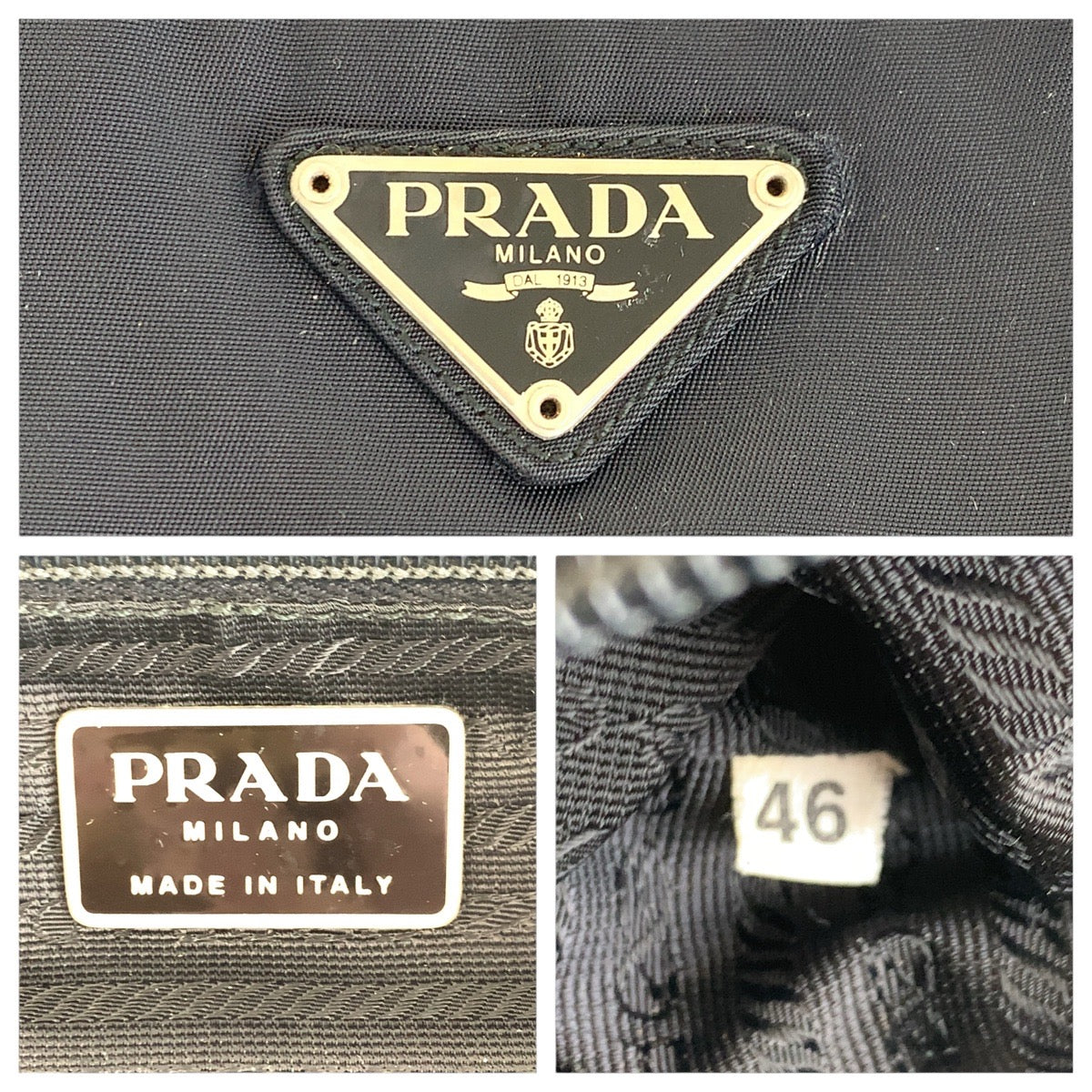 16623
PRADA プラダ テスート 三角ロゴプレート ブラック 黒 シルバー金具 ナイロン トートバッグ ハンドバッグ  レディース ABP38