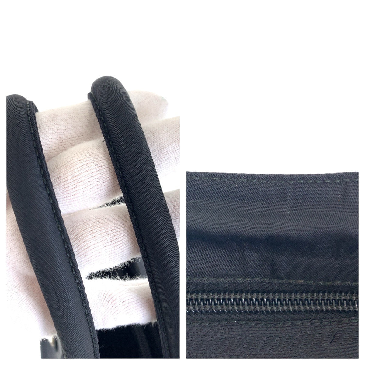 16623
PRADA プラダ テスート 三角ロゴプレート ブラック 黒 シルバー金具 ナイロン トートバッグ ハンドバッグ  レディース ABP38
