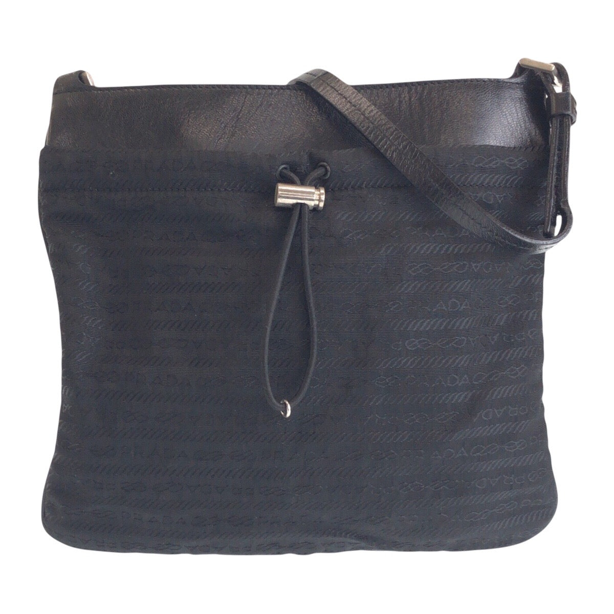 16624
PRADA プラダ ブラック 黒 シルバー金具 ナイロン / レザー ショルダーバッグ ポシェット  レディース ABP33