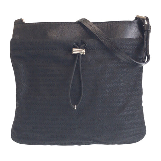 16624
PRADA プラダ ブラック 黒 シルバー金具 ナイロン / レザー ショルダーバッグ ポシェット  レディース ABP33