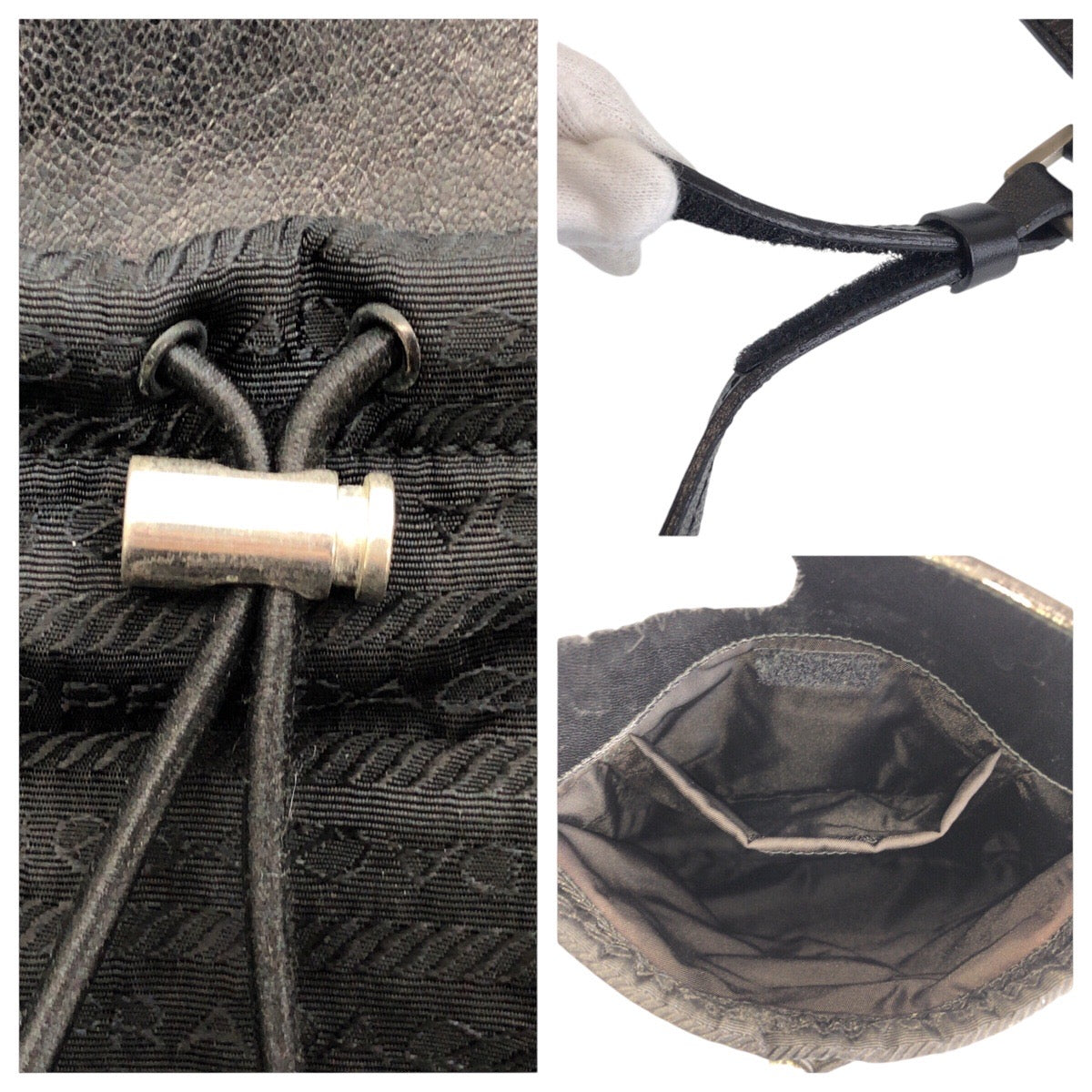 16624
PRADA プラダ ブラック 黒 シルバー金具 ナイロン / レザー ショルダーバッグ ポシェット  レディース ABP33