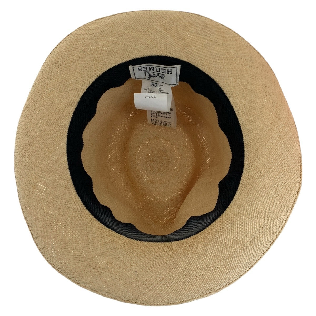 16625
HERMES エルメス パナマハット サイズ56 ベージュ シルバー金具 ストロー ハット 麦わら帽子  メンズ A48