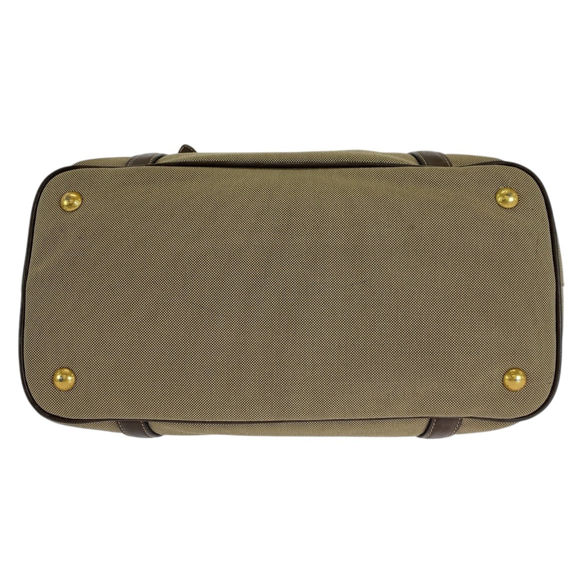 16626
PRADA プラダ ロゴジャガード 三角ロゴプレート カーキ ブラウン ゴールド金具 キャンバス / レザー トートバッグ ショルダーバッグ  レディース ABP46