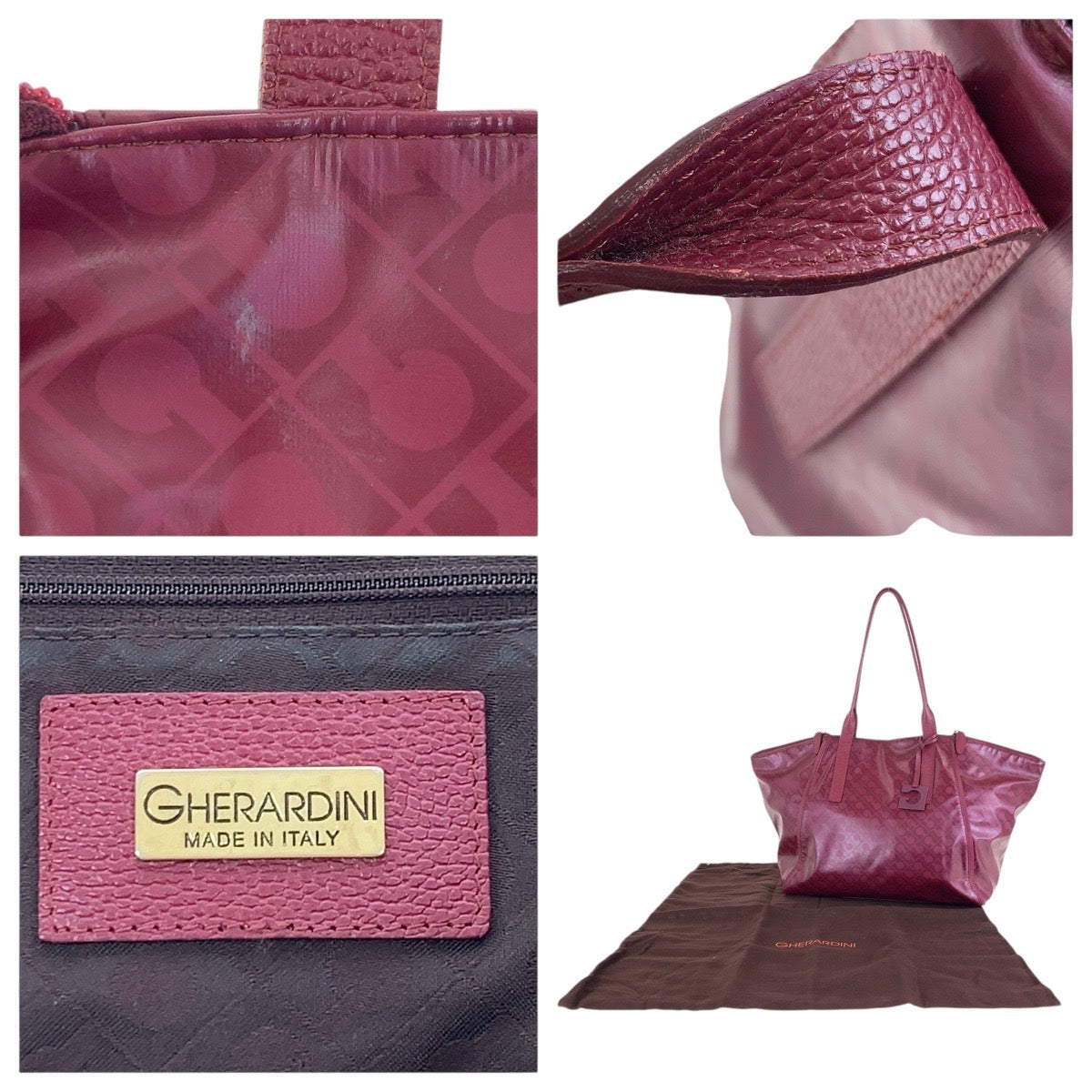 16627
GHERARDINI ゲラルディーニ ソフティ ワインレッド ボルドー ゴールド金具 ナイロン / レザー トートバッグ ショルダーバッグ  レディース ABP9
