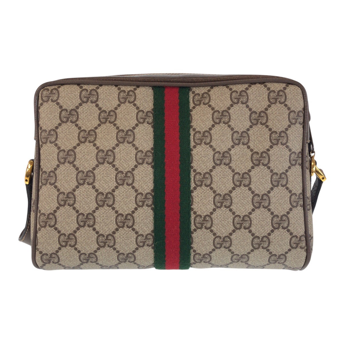 16629
GUCCI グッチ ヴィンテージ シェリーライン オールドグッチ ベージュ ブラウン ゴールド金具 GGスプリームキャンバス / レザー 65 02 004 ショルダーバッグ ポシェット  レディース