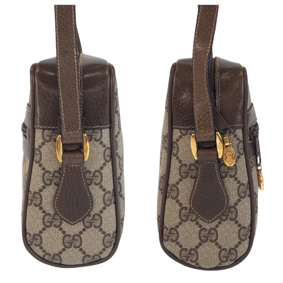 16629
GUCCI グッチ ヴィンテージ シェリーライン オールドグッチ ベージュ ブラウン ゴールド金具 GGスプリームキャンバス / レザー 65 02 004 ショルダーバッグ ポシェット  レディース