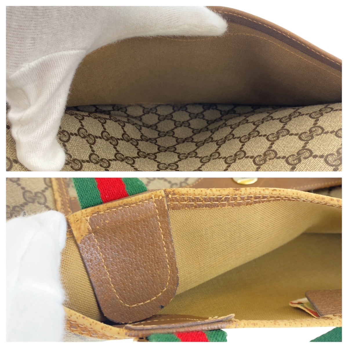16633
GUCCI グッチ ヴィンテージ オールドグッチ シェリーライン インターロッキング ブラウン GGスプリームキャンバス / レザー 39 02 003 トートバッグ ショルダーバッグ 男女兼用  レディース AB14