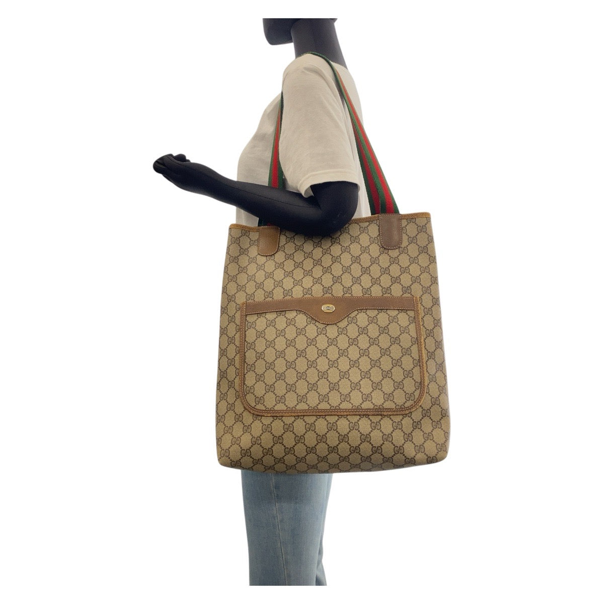 16633
GUCCI グッチ ヴィンテージ オールドグッチ シェリーライン インターロッキング ブラウン GGスプリームキャンバス / レザー 39 02 003 トートバッグ ショルダーバッグ 男女兼用  レディース AB14