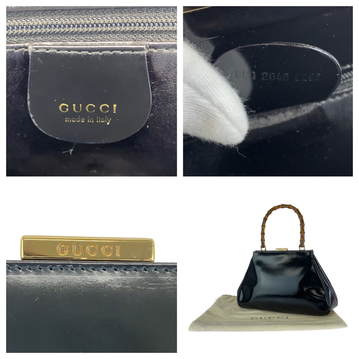 16635
GUCCI グッチ バンブー ブラック 黒 ゴールド金具 レザー 000 2046 0296 ハンドバッグ ショルダーバッグ  レディース AB39