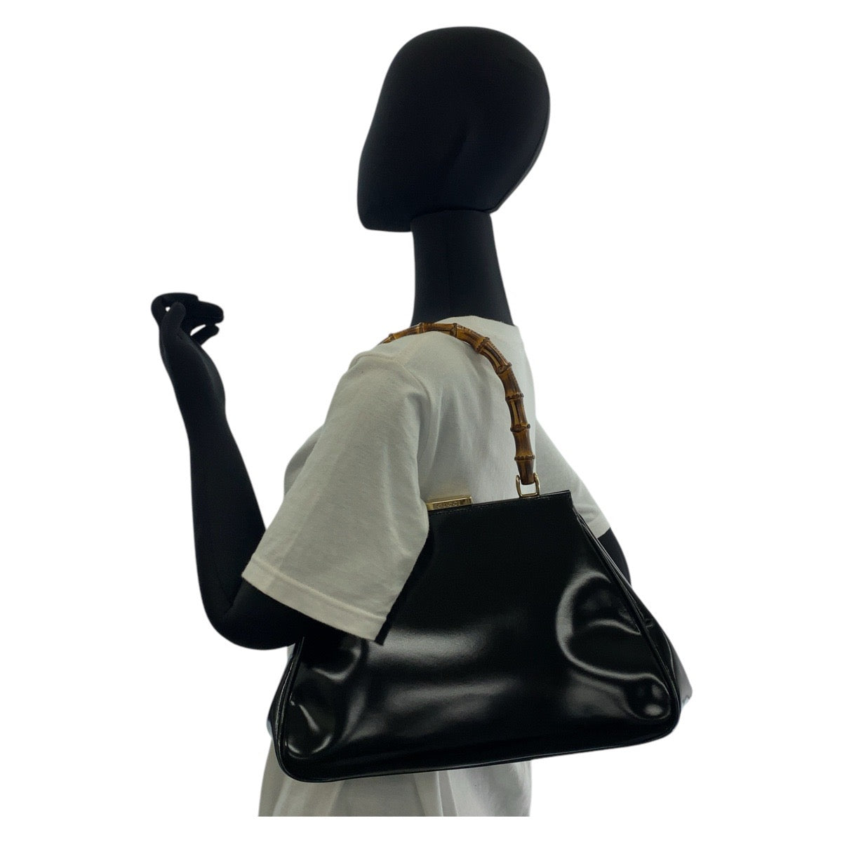 16635
GUCCI グッチ バンブー ブラック 黒 ゴールド金具 レザー 000 2046 0296 ハンドバッグ ショルダーバッグ  レディース AB39
