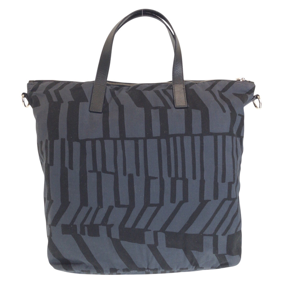 16637
PRADA プラダ 三角ロゴプレート グレー ブラック シルバー金具 キャンバス / レザー トートバッグ ショルダーバッグ 2way  レディース ABP41