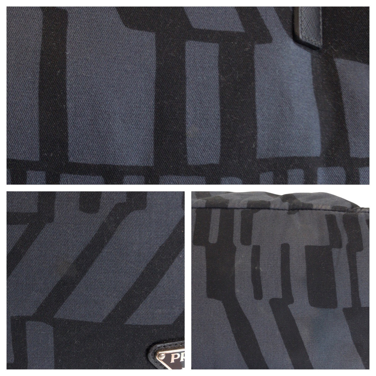 16637
PRADA プラダ 三角ロゴプレート グレー ブラック シルバー金具 キャンバス / レザー トートバッグ ショルダーバッグ 2way  レディース ABP41