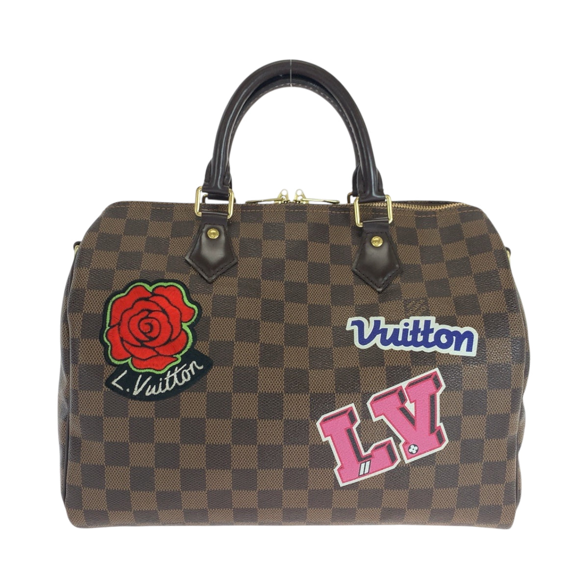 16638
LOUIS VUITTON ルイヴィトン ダミエ スピーディ30 バンドリエール パッチーズ ブラウン マルチカラー ゴールド金具 PVC N40060 ハンドバッグ ショルダーバッグ ミニボストンバッグ 2way  レディース