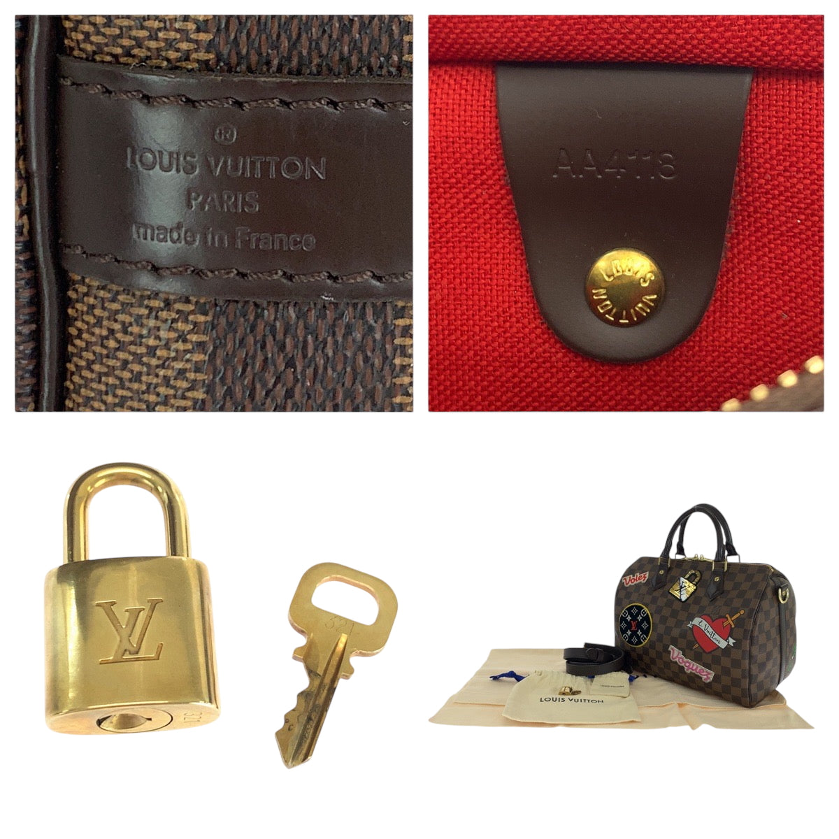 16638
LOUIS VUITTON ルイヴィトン ダミエ スピーディ30 バンドリエール パッチーズ ブラウン マルチカラー ゴールド金具 PVC N40060 ハンドバッグ ショルダーバッグ ミニボストンバッグ 2way  レディース