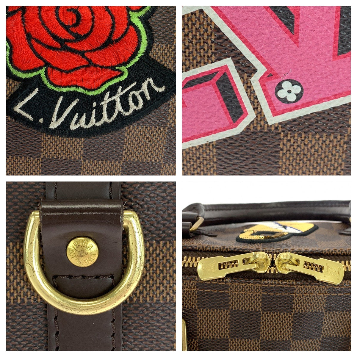 16638
LOUIS VUITTON ルイヴィトン ダミエ スピーディ30 バンドリエール パッチーズ ブラウン マルチカラー ゴールド金具 PVC N40060 ハンドバッグ ショルダーバッグ ミニボストンバッグ 2way  レディース