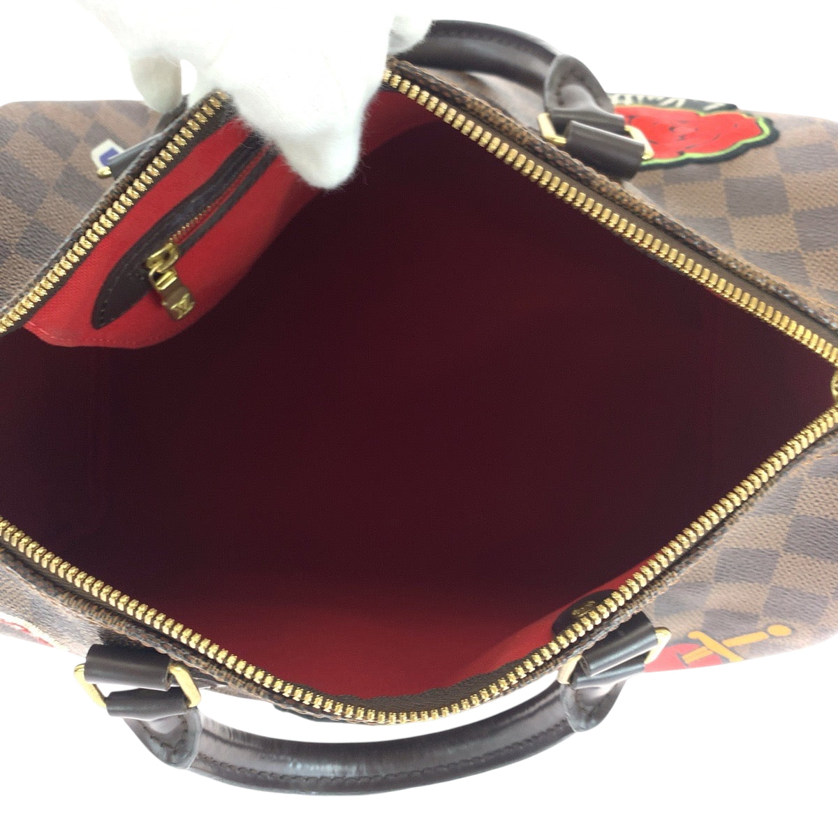 16638
LOUIS VUITTON ルイヴィトン ダミエ スピーディ30 バンドリエール パッチーズ ブラウン マルチカラー ゴールド金具 PVC N40060 ハンドバッグ ショルダーバッグ ミニボストンバッグ 2way  レディース