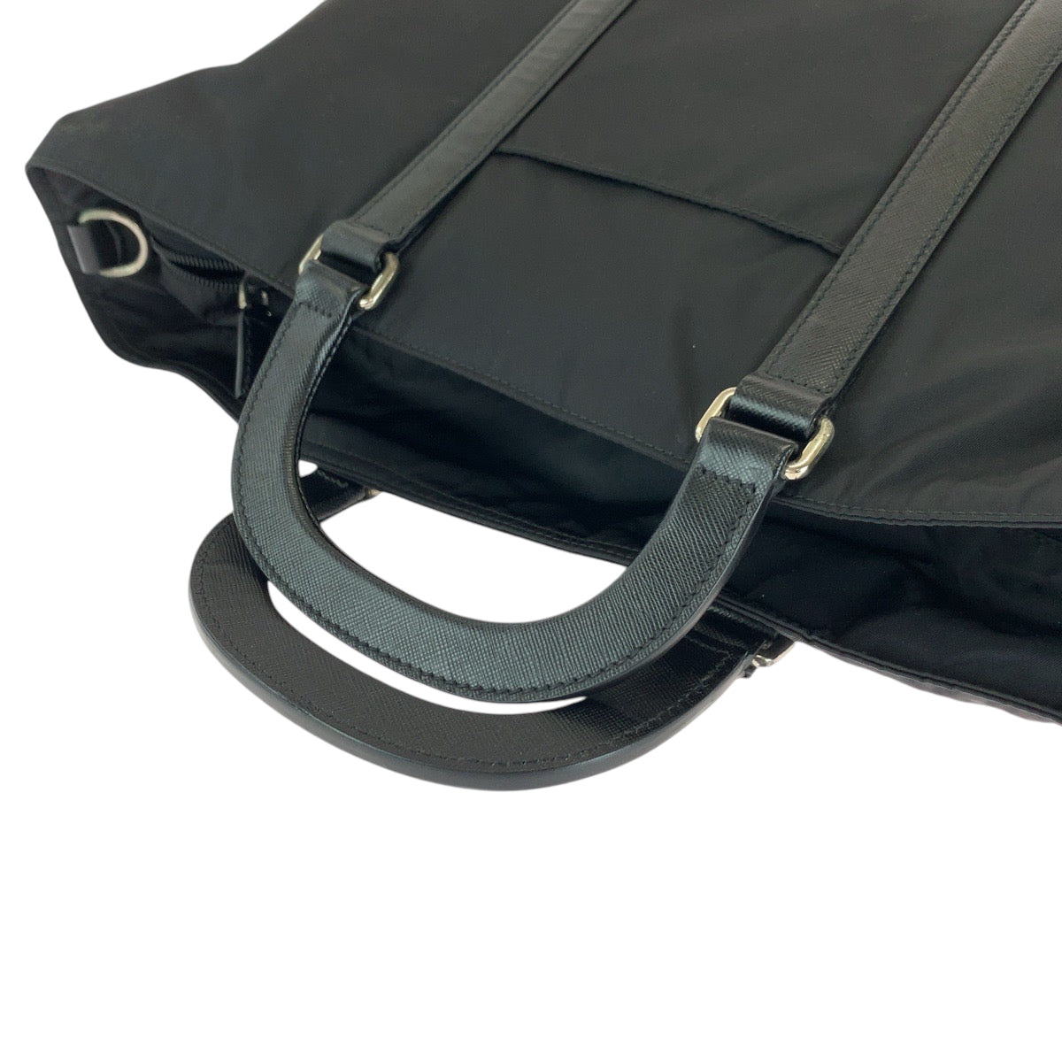 16640
PRADA プラダ テスート 三角ロゴプレート ブラック 黒 シルバー金具 ナイロン VA0523 ハンドバッグ トートバッグ ビジネスバッグ メンズ A48