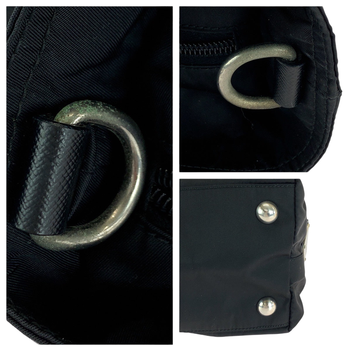 16640
PRADA プラダ テスート 三角ロゴプレート ブラック 黒 シルバー金具 ナイロン VA0523 ハンドバッグ トートバッグ ビジネスバッグ メンズ A48