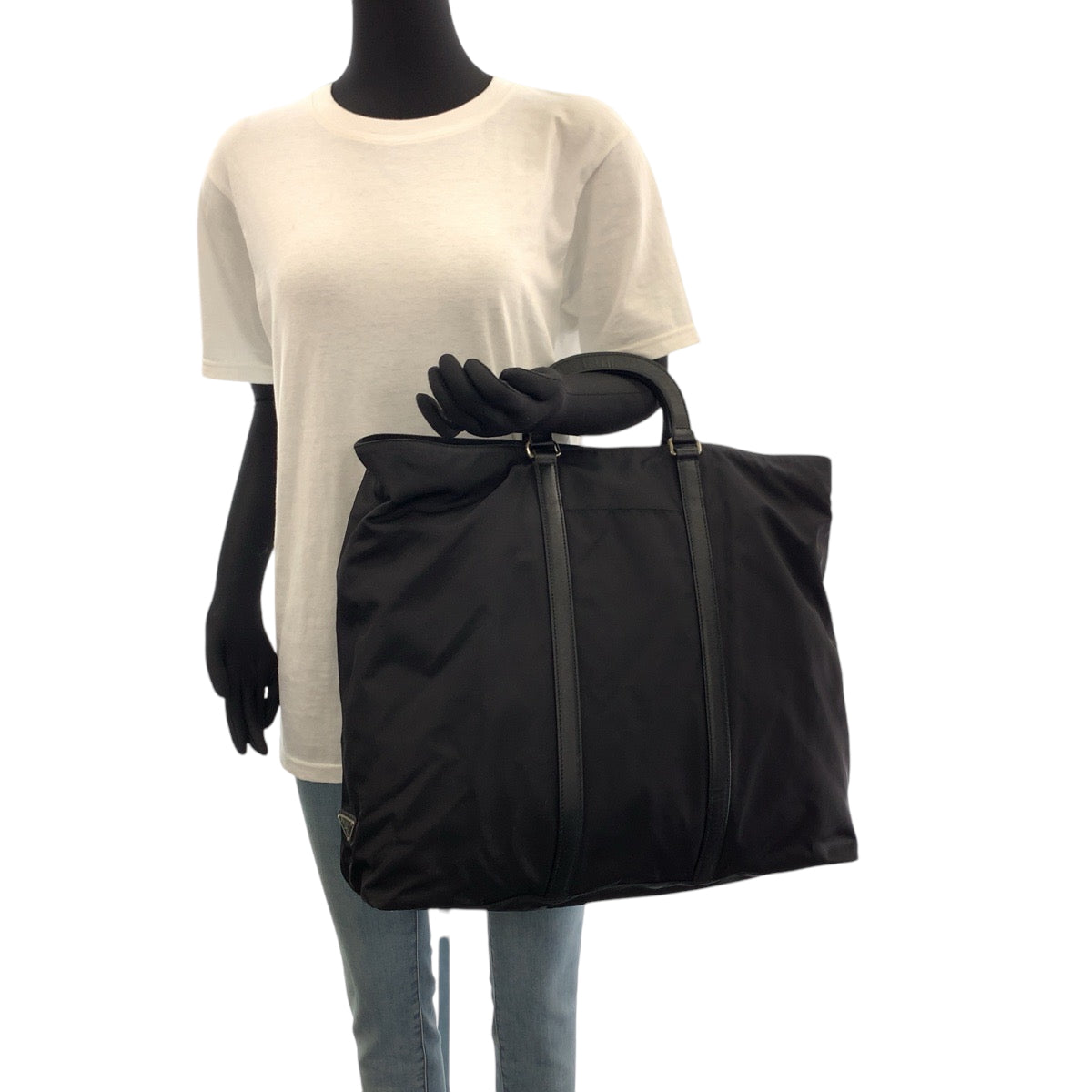 16640
PRADA プラダ テスート 三角ロゴプレート ブラック 黒 シルバー金具 ナイロン VA0523 ハンドバッグ トートバッグ ビジネスバッグ メンズ A48
