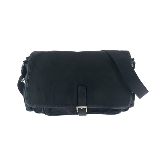 16644
PRADA プラダ テスート 三角ロゴプレート ブラック 黒 シルバー金具 ナイロン ショルダーバッグ メッセンジャーバッグ メンズ ABP56