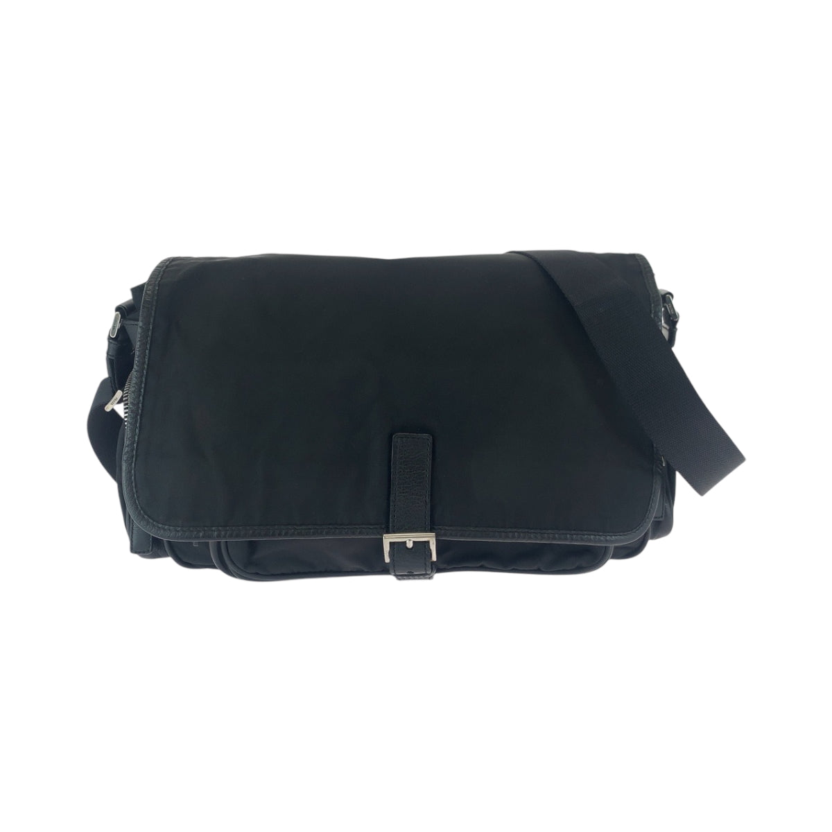 16644
PRADA プラダ テスート 三角ロゴプレート ブラック 黒 シルバー金具 ナイロン ショルダーバッグ メッセンジャーバッグ  メンズ ABP56