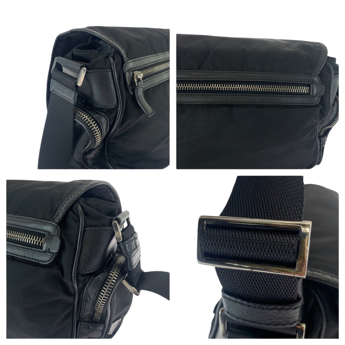 16644
PRADA プラダ テスート 三角ロゴプレート ブラック 黒 シルバー金具 ナイロン ショルダーバッグ メッセンジャーバッグ  メンズ ABP56