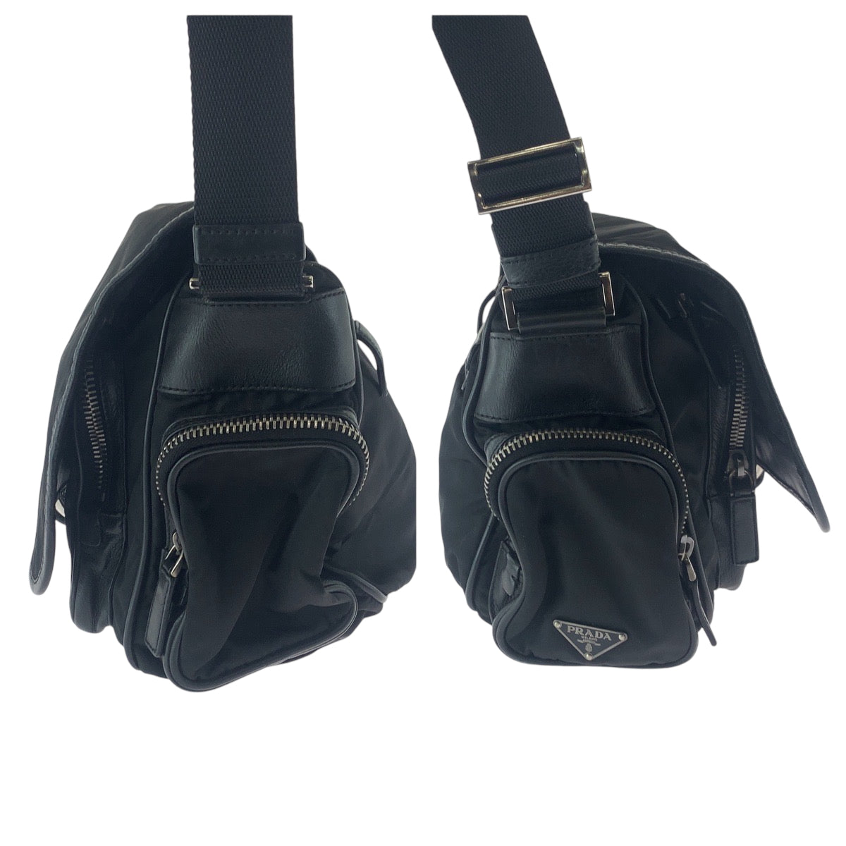 16644
PRADA プラダ テスート 三角ロゴプレート ブラック 黒 シルバー金具 ナイロン ショルダーバッグ メッセンジャーバッグ  メンズ ABP56