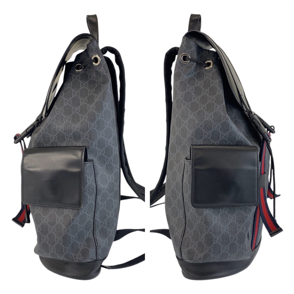 16651
GUCCI グッチ シェリーライン ブラック 黒 シルバー金具 GGスプリームキャンバス / レザー 495563 リュックサック バックパック  メンズ ABP130
