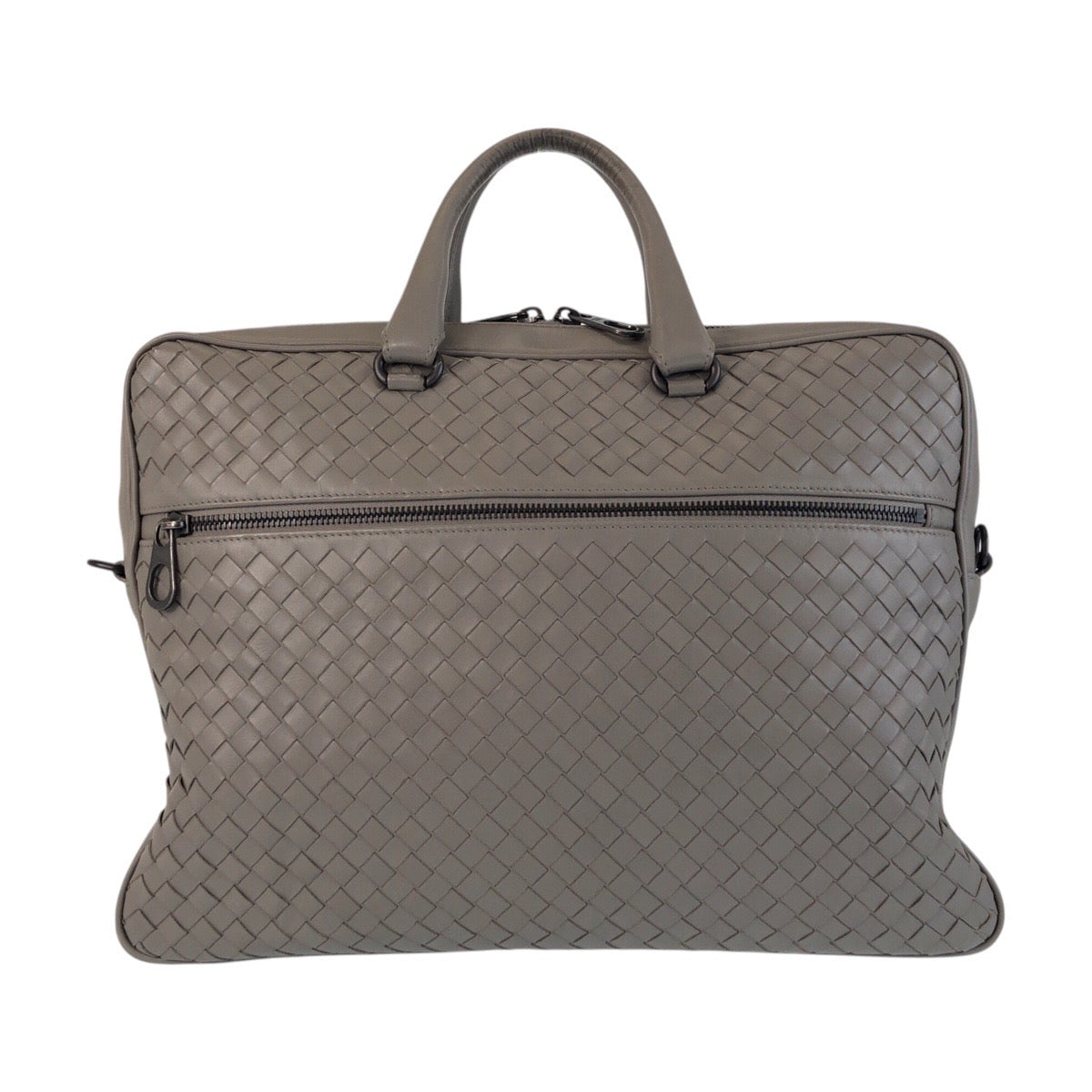 16652
BOTTEGAVENETA ボッテガヴェネタ イントレチャート グレー レザー ビジネスバッグ ショルダーバッグ 2way  メンズ