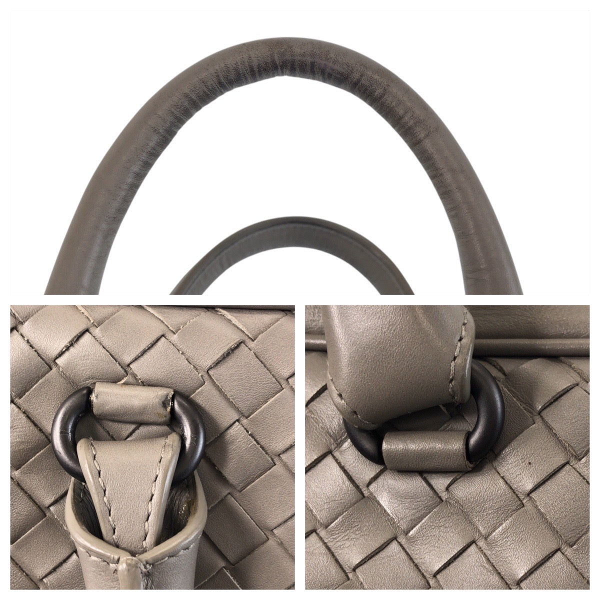 16652
BOTTEGAVENETA ボッテガヴェネタ イントレチャート グレー レザー ビジネスバッグ ショルダーバッグ 2way  メンズ